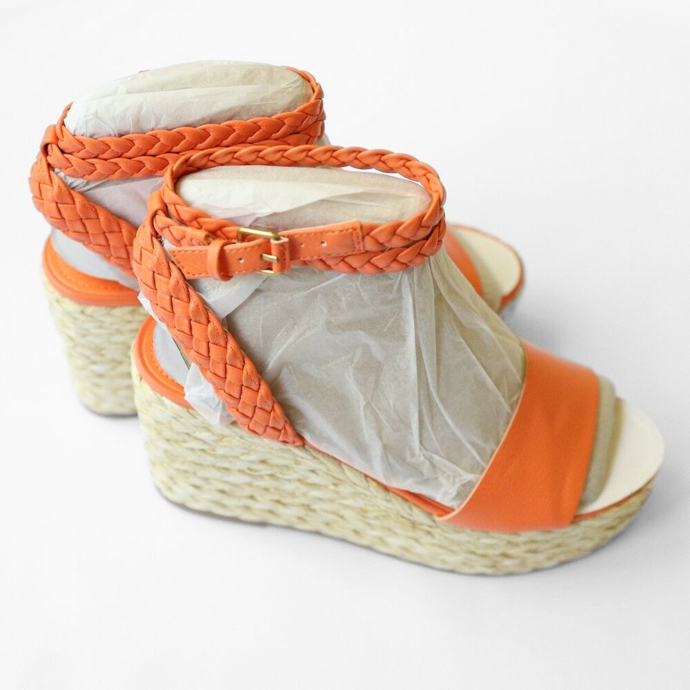 Nine West Women's Orange and Tan Wedges, 8.5 NWT